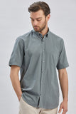 Short Sleeve Pocket Piping Comfort Fit Cotton Shirt 1004240219