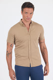 Italian Button Collar Short Sleeve Slim Fit Performance Shirt (Model 1004250255)