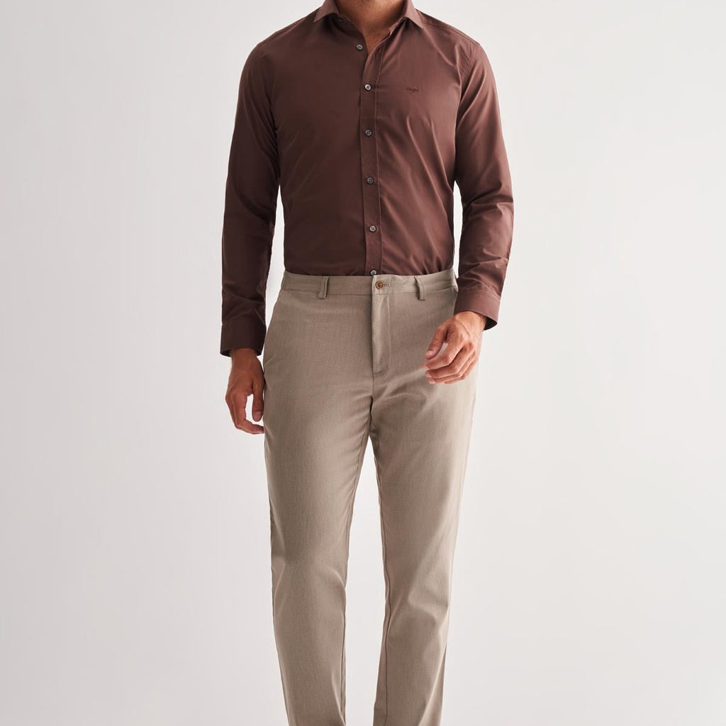 Light Beige Cotton Side Pocket Casual Comfort Fit Chino Trousers 1003245170