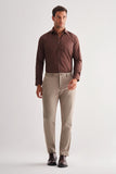 Light Beige Cotton Side Pocket Casual Comfort Fit Chino Trousers 1003245170