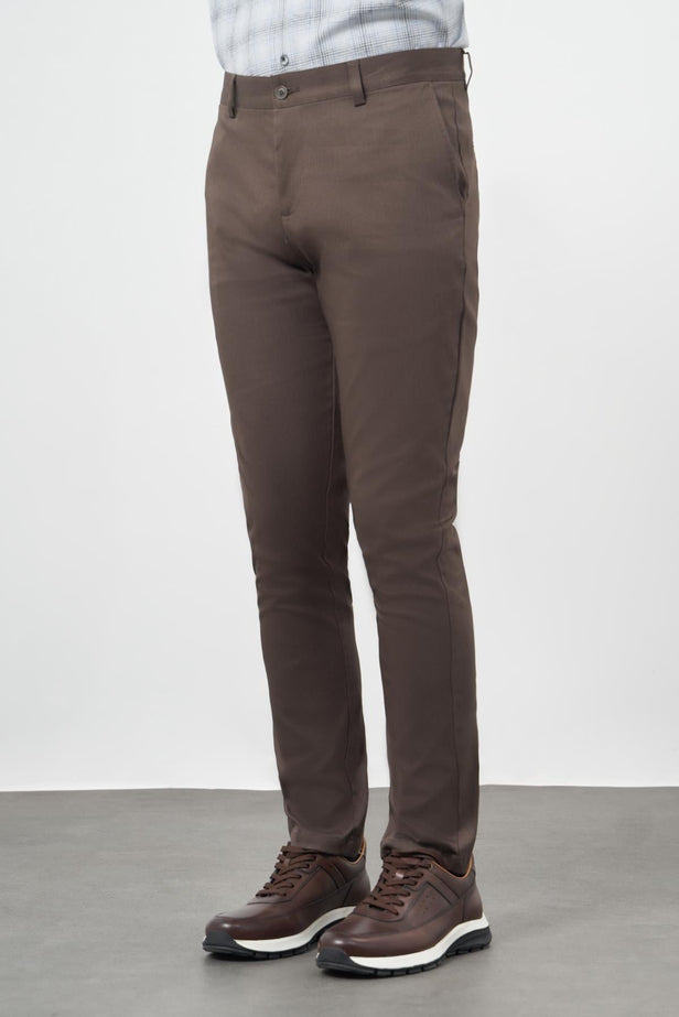 Cotton Side Pocket Casual Slim Fit Chino Trousers 1003245163