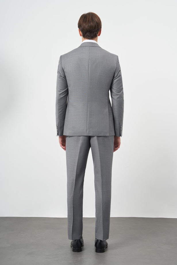 Solid Gabardine Notch Lapel 6 Drop Comfort Fit Classic Suit 1001245171