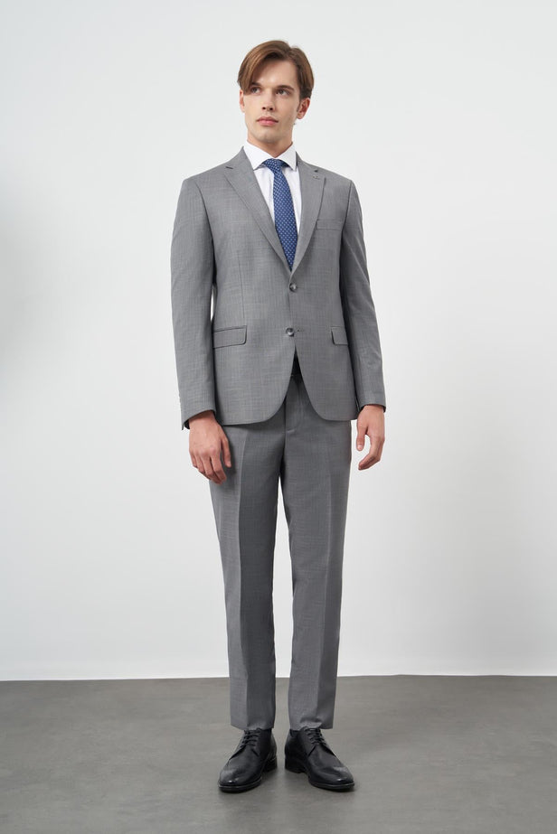 Solid Gabardine Notch Lapel 6 Drop Comfort Fit Classic Suit 1001245171