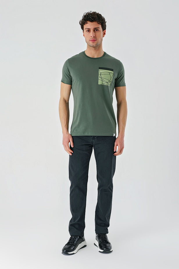 Short Sleeve Printed Crew Neck Slim Fit Cotton T-Shirt 1011240169