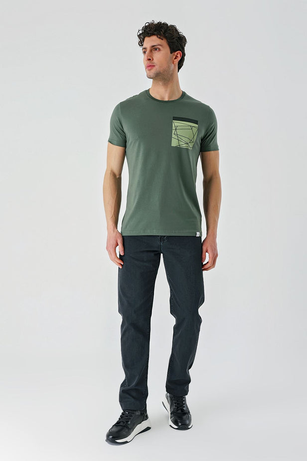 Short Sleeve Printed Crew Neck Slim Fit Cotton T-Shirt 1011240169