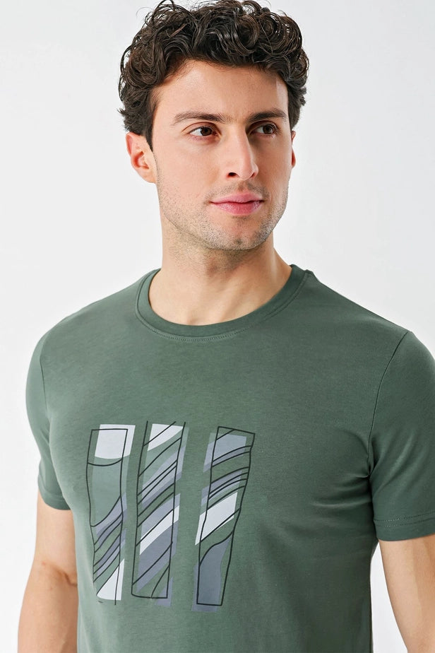 IMZA Men's Printed 100% Cotton Slim Fit Casual T-Shirt – 1011240165