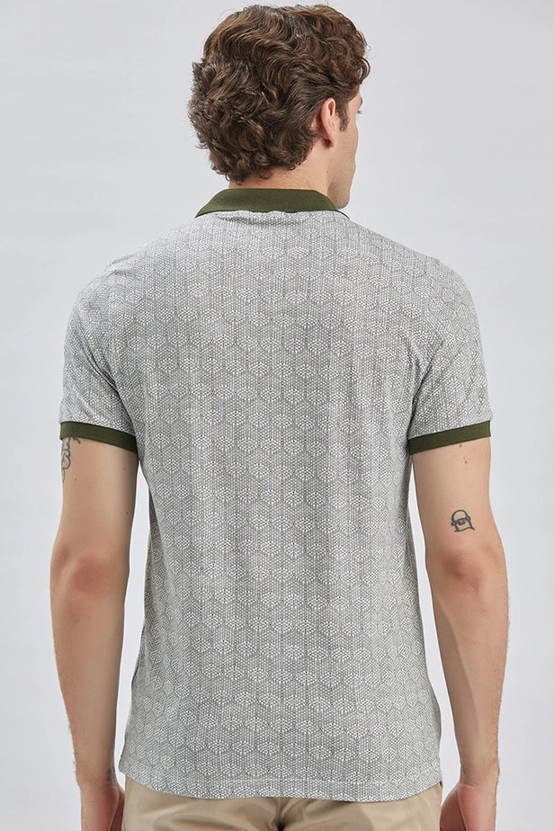 IMZA Men's Printed Piqué Slim Fit Casual Polo T-Shirt – 1011240158