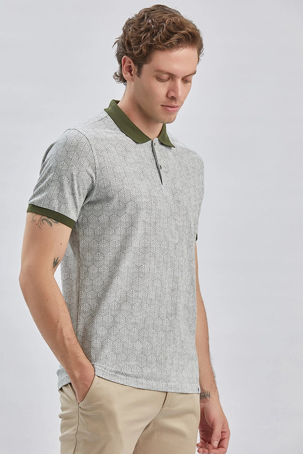 IMZA Men's Printed Piqué Slim Fit Casual Polo T-Shirt – 1011240158