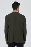 Khaki Textured Notch Lapel Stretch 6 Drop Slim Fit Casual Blazer 1002250126