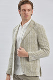 Khaki Checked Notch Lapel 2 Button 6 Drop Slim Fit Blazer 1002240158