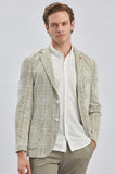 Khaki Checked Notch Lapel 2 Button 6 Drop Slim Fit Blazer 1002240158