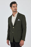 Khaki Textured Notch Lapel Stretch 6 Drop Slim Fit Casual Blazer 1002250126