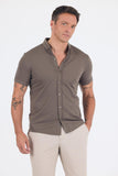 Italian Button Collar Short Sleeve Slim Fit Performance Shirt (Model 1004250255)