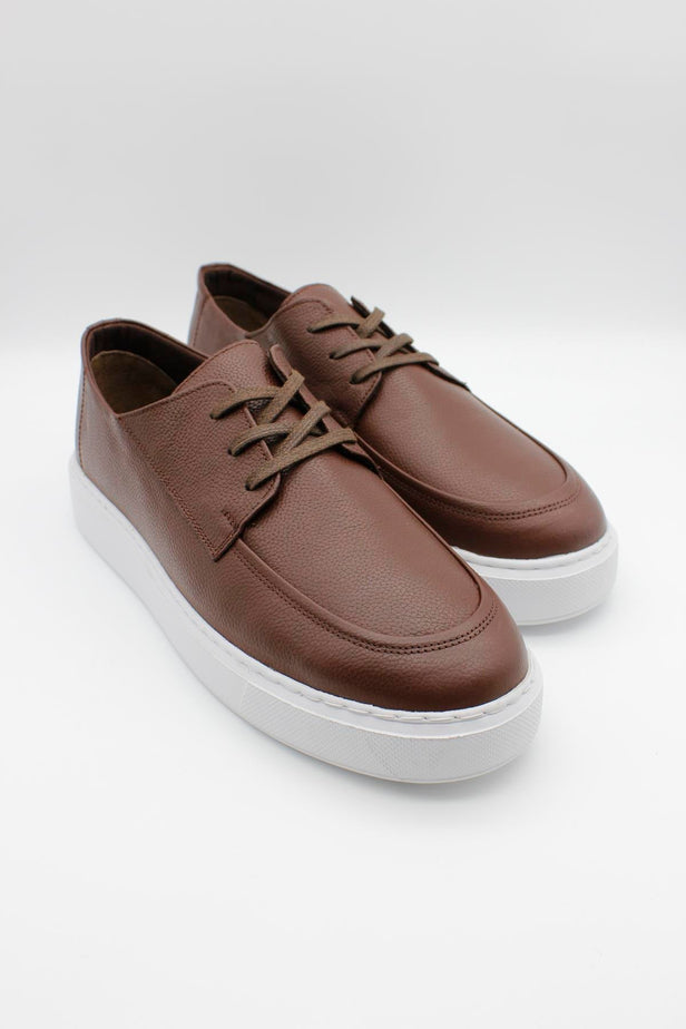Dark Brown 100% Leather Lace-Up EVA Sole Casual Shoes 1033240158