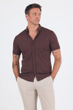 Italian Button Collar Short Sleeve Slim Fit Performance Shirt (Model 1004250255)