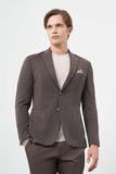Brown Self-Patterned Knitted Wing Lapel 6 Drop Slim Fit Casual Blazer 1002245156