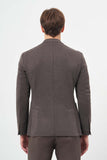 Brown Self-Patterned Knitted Wing Lapel 6 Drop Slim Fit Casual Blazer 1002245156