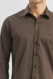 Long Sleeve Plain Weave Stiff Collar Classic Slim Fit Shirt 1004240334