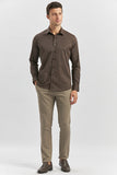 Long Sleeve Plain Weave Stiff Collar Classic Slim Fit Shirt 1004240334