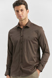 Long Sleeve Plain Weave Stiff Collar Classic Slim Fit Shirt 1004240334