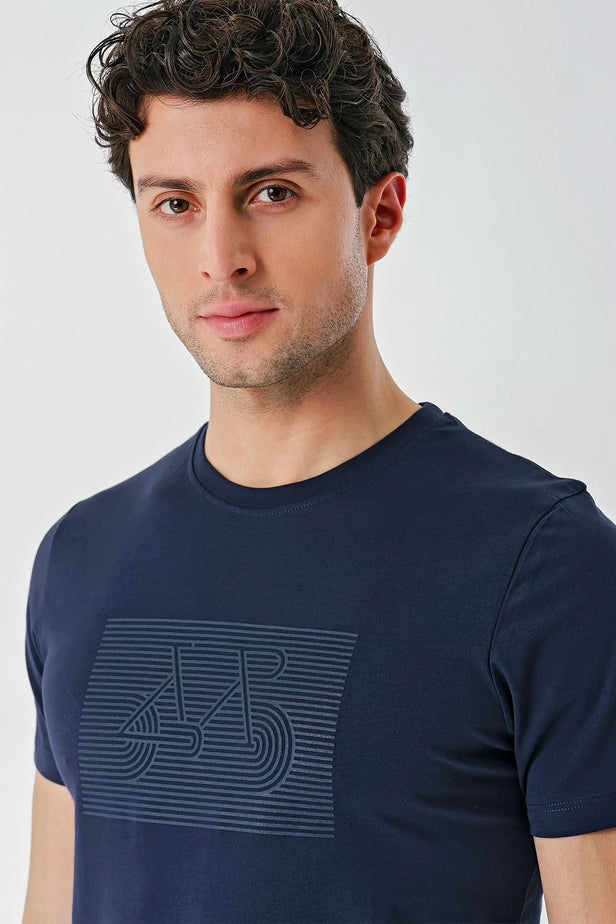 Short Sleeve Printed Crew Neck Pocket Slim Fit Cotton T-Shirt 1011240181