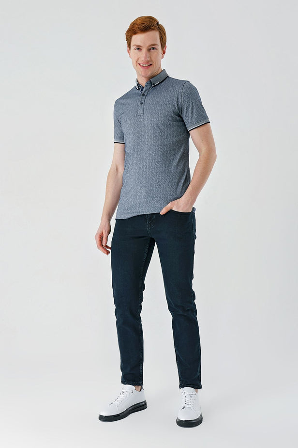 IMZA Men's Printed Oxford Slim Fit Casual Polo T-Shirt – 1011240177