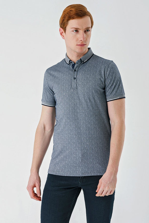IMZA Men's Printed Oxford Slim Fit Casual Polo T-Shirt – 1011240177