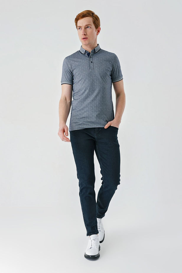 IMZA Men's Printed Oxford Slim Fit Casual Polo T-Shirt – 1011240177