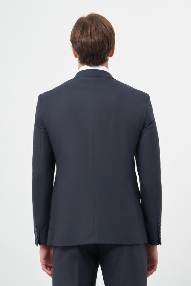 Navy Plain Weave Double-Breasted 6 Drop Slim Fit Classic Suit 1001245172