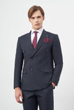 Navy Plain Weave Double-Breasted 6 Drop Slim Fit Classic Suit 1001245172