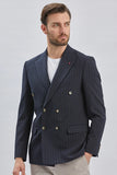 IMZA Men's Striped Double-Breasted Slim Fit Classic Blazer – 1002240159