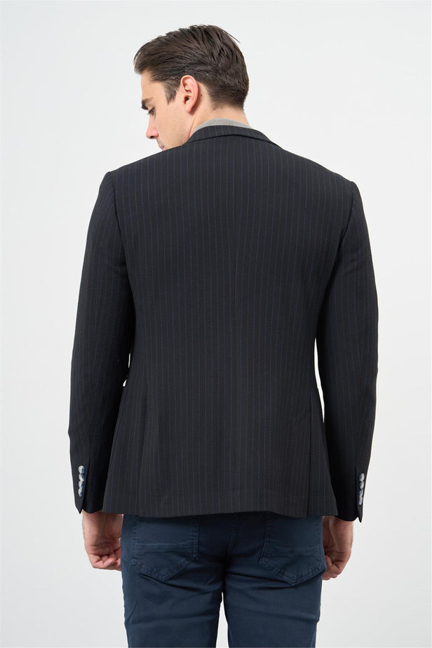 Textured Peak Lapel Stretch 6 Drop Slim Fit Classic Blazer 1002240111