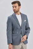 Light Beige Striped Peak Lapel Double Vent 6 Drop Comfort Fit Classic Blazer 1002240101