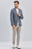 Light Beige Striped Peak Lapel Double Vent 6 Drop Comfort Fit Classic Blazer 1002240101