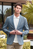 Light Beige Striped Peak Lapel Double Vent 6 Drop Comfort Fit Classic Blazer 1002240101