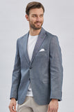 Light Beige Striped Peak Lapel Double Vent 6 Drop Comfort Fit Classic Blazer 1002240101