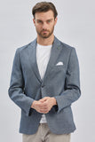 Light Beige Striped Peak Lapel Double Vent 6 Drop Comfort Fit Classic Blazer 1002240101