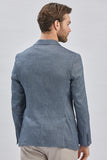 Light Beige Striped Peak Lapel Double Vent 6 Drop Comfort Fit Classic Blazer 1002240101