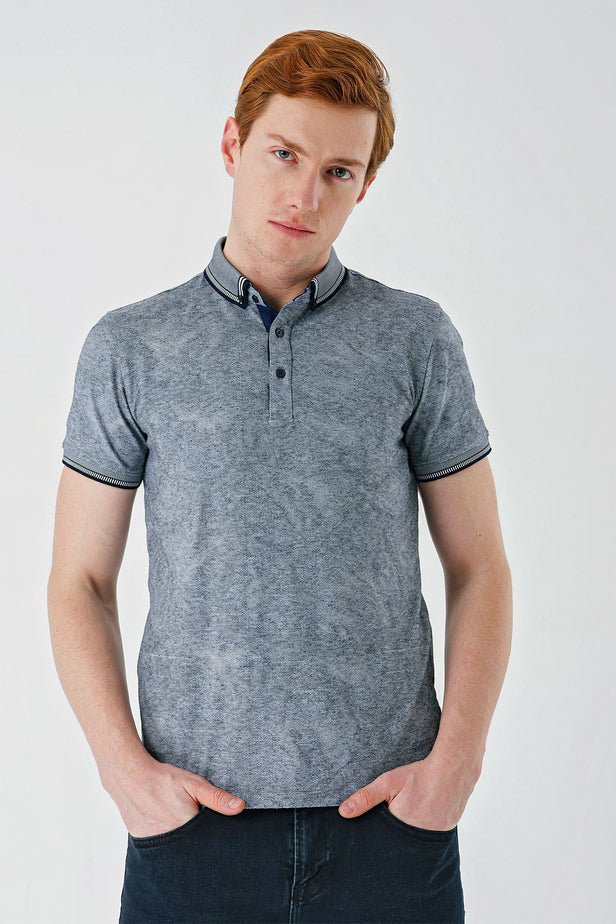 IMZA Men's Patterned Jacquard Slim Fit Casual Polo T-Shirt – 1011240176