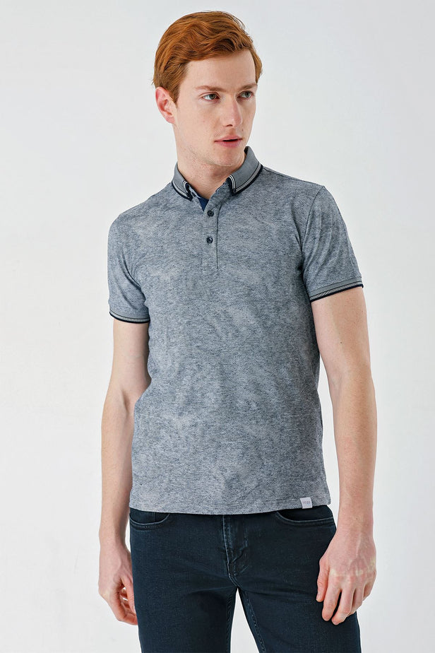IMZA Men's Patterned Jacquard Slim Fit Casual Polo T-Shirt – 1011240176