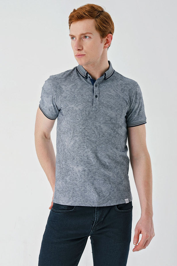 IMZA Men's Patterned Jacquard Slim Fit Casual Polo T-Shirt – 1011240176