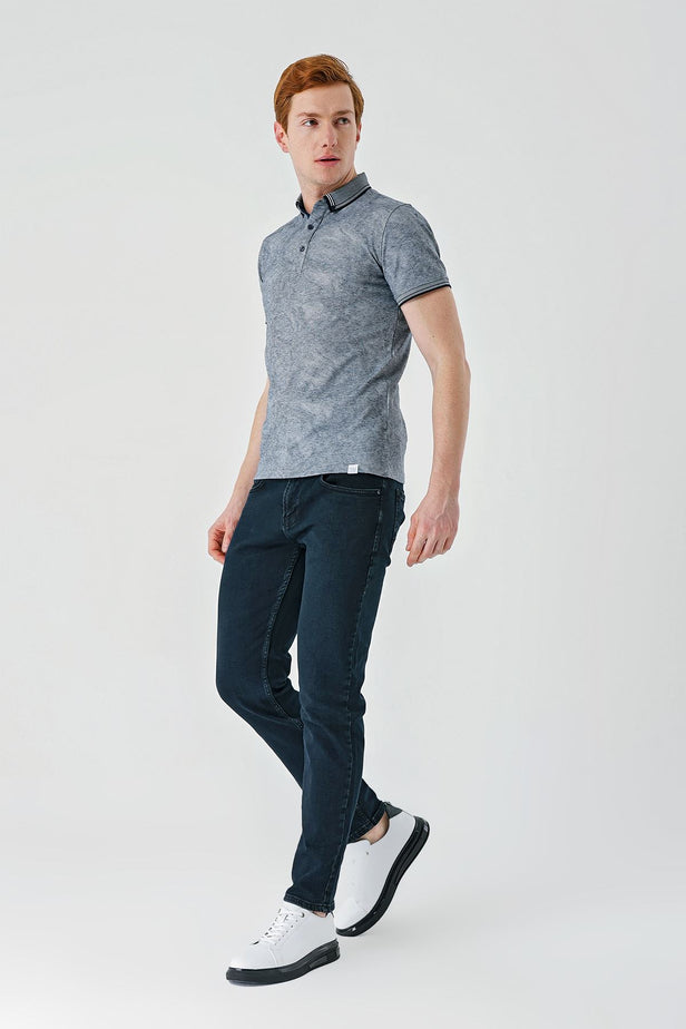 IMZA Men's Patterned Jacquard Slim Fit Casual Polo T-Shirt – 1011240176