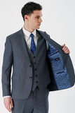 Self-Patterned Peak Lapel Suit with Vest 6 Drop Slim Fit Classic Suit 1001240157
