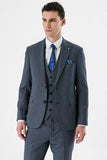 Self-Patterned Peak Lapel Suit with Vest 6 Drop Slim Fit Classic Suit 1001240157