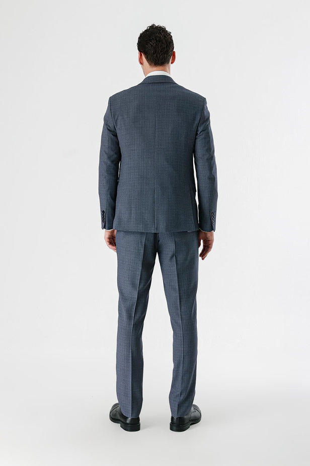 Self-Patterned Peak Lapel Suit with Vest 6 Drop Slim Fit Classic Suit 1001240157