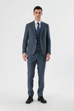 Self-Patterned Peak Lapel Suit with Vest 6 Drop Slim Fit Classic Suit 1001240157