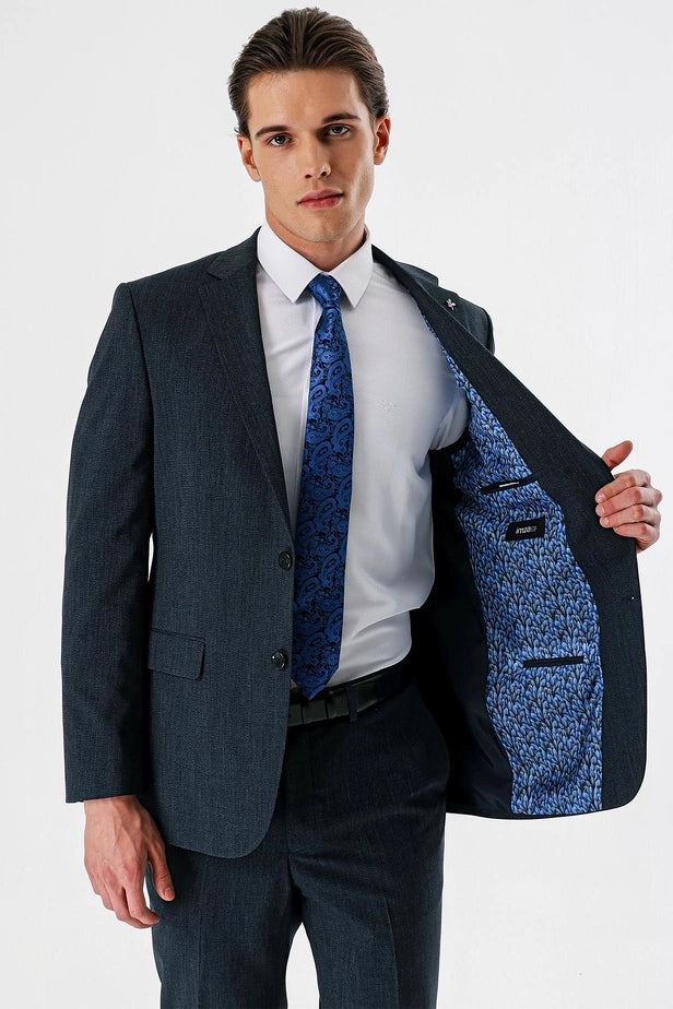 IMZA Men's Patterned Comfort Fit Stretch Classic Suit – 1001240153
