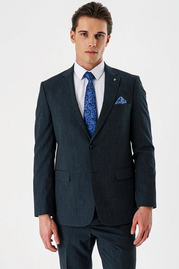 IMZA Men's Patterned Comfort Fit Stretch Classic Suit – 1001240153