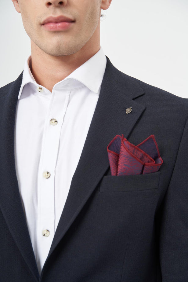 IMZA Men's Patterned Knitted Slim Fit Classic Suit – Dark Navy – 1001245174