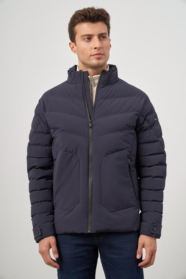 Quilted Stand Collar Full-Lined Slim Fit Classic Coat 1007245155